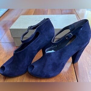 Coclico Purple Suede Peep Toe‎ Mary Jane Heels Size 38.5 US 8 Made in Spain